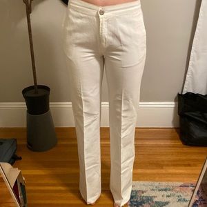 White linen flare trousers